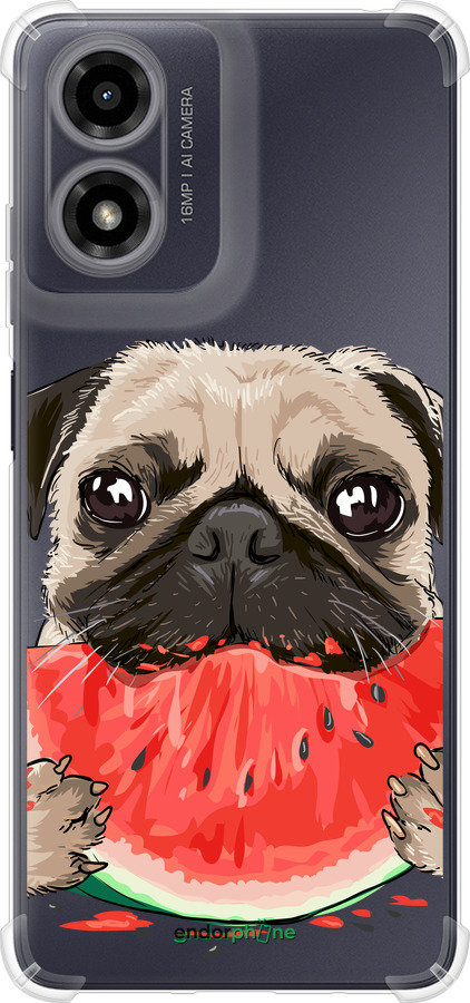 Силикон с усиленными углами чехол Мопс и арбуз для Motorola Moto G24 - 4665sp-3659 изображение 