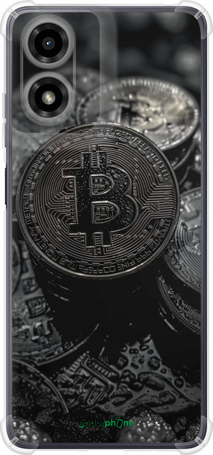 Силикон с усиленными углами чехол Black Bitcoin для Motorola Moto G24 - 6090sp-3659 изображение 