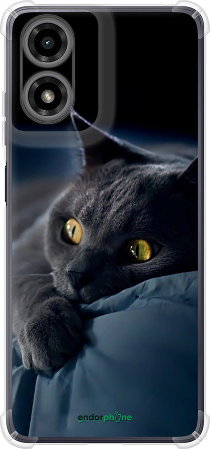 Силикон с усиленными углами чехол Дымчатый кот для Motorola Moto G24 - 825sp-3659 изображение 