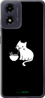 Силиконовый чехол С милым котом на черном фоне для Motorola Moto G04 - 6528u-3747 изображение 