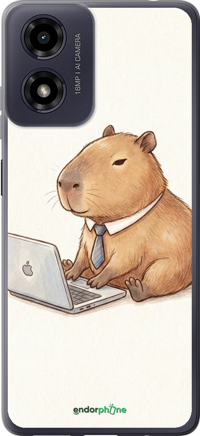 Силіконовий чехол Funny Capybara CEO Working для Motorola Moto G04 - 6777u-3747 изображение 