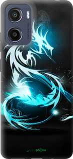 Силиконовый чехол Бело-голубой огненный дракон для Motorola Moto E15 - 113u-4147 изображение 