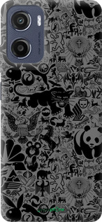 Силіконовий чехол Чорно-сірий стікер бомбінг для Motorola Moto E15 - 2432u-4147 изображение 