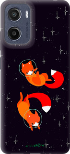 Силиконовый чехол Лисички в космосе для Motorola Moto E15 - 4519u-4147 изображение 