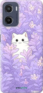 Силиконовый чехол Котик в цветах для Motorola Moto E15 - 6390u-4147 изображение 