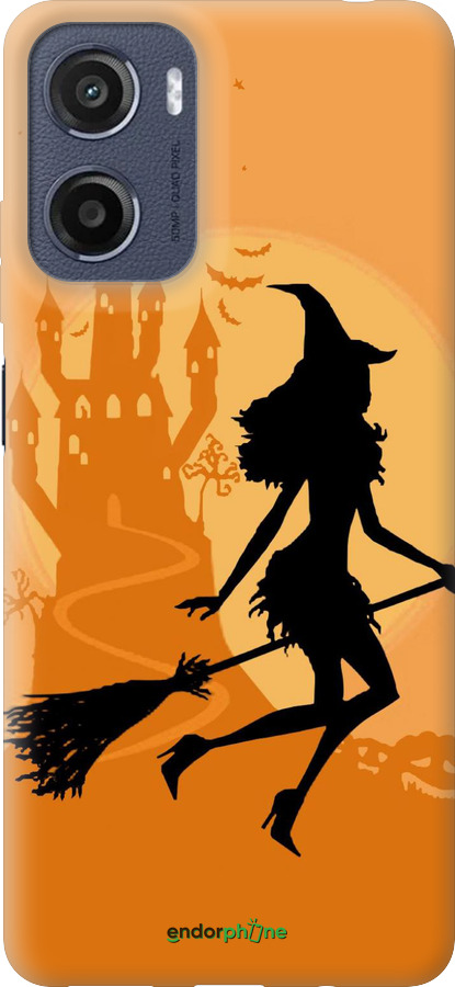 Силиконовый чехол Ведьма на метле для Motorola Moto E15 - 1184u-4147 изображение 