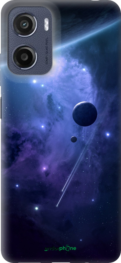 Силиконовый чехол Планеты в синем космосе для Motorola Moto E15 - 171u-4147 изображение 