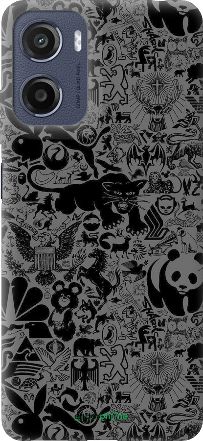 Силіконовий чехол Чорно-сірий стікер бомбінг для Motorola Moto E15 - 2432u-4147 изображение 