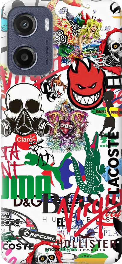 Силиконовый чехол Many different logos для Motorola Moto E15 - 4022u-4147 изображение 