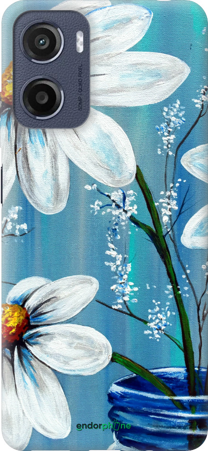 Силіконовий чехол Красиві арт-ромашки для Motorola Moto E15 - 4031u-4147 изображение 