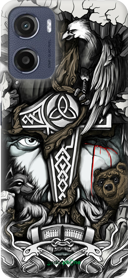 Силіконовий чехол Тату Вікінг для Motorola Moto E15 - 4098u-4147 изображение 