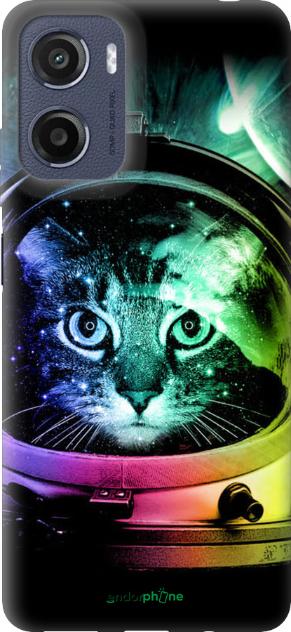 Силиконовый чехол Кот-астронавт для Motorola Moto E15 - 4154u-4147 изображение 