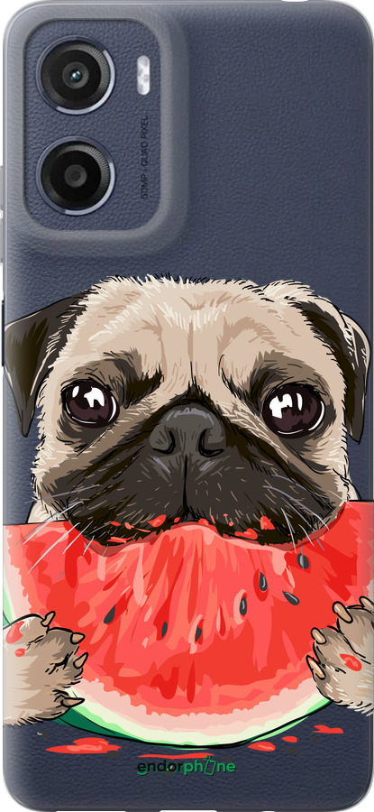 Силиконовый чехол Мопс и арбуз для Motorola Moto E15 - 4665u-4147 изображение 