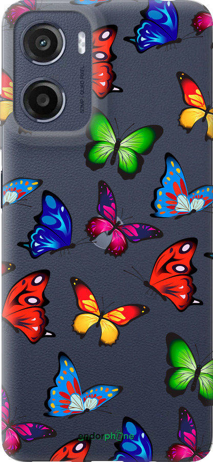 Силиконовый чехол Красочные мотыльки для Motorola Moto E15 - 4761u-4147 изображение 