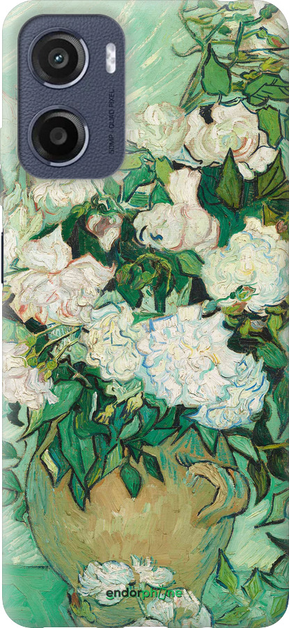 Силиконовый чехол Винсент Ван Гог. Ваза с розами для Motorola Moto E15 - 5543u-4147 изображение 