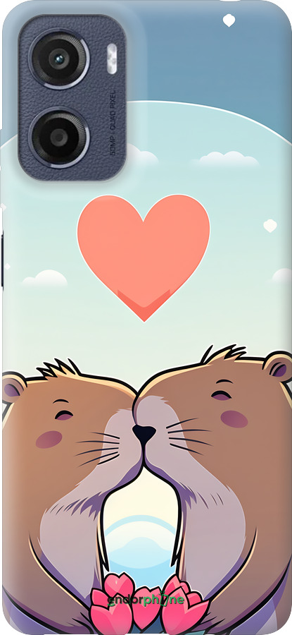 Силиконовый чехол Капибара любовь для Motorola Moto E15 - 6027u-4147 изображение 