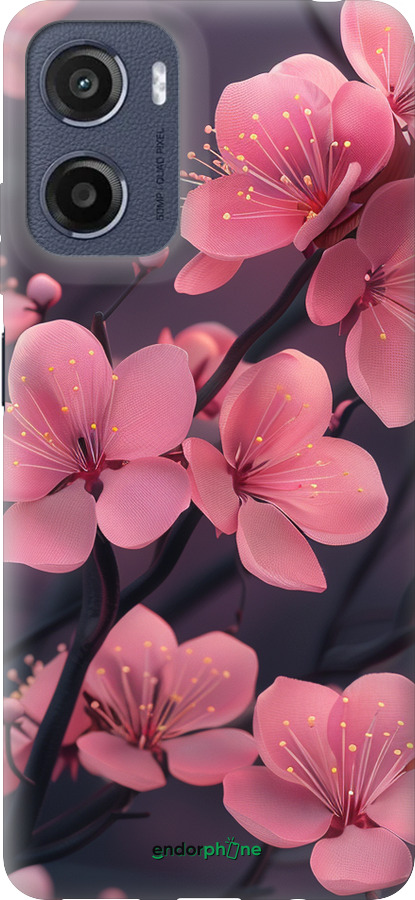 Силіконовий чехол Пурпурова сакура для Motorola Moto E15 - 6075u-4147 изображение 