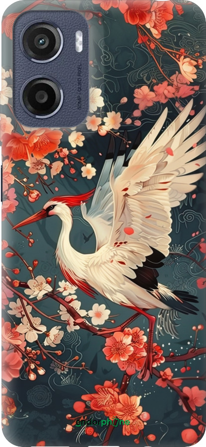 Силіконовий чехол Сакура та лелека для Motorola Moto E15 - 6108u-4147 изображение 