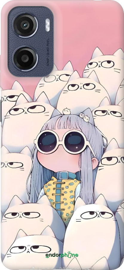 Силиконовый чехол Малышка с котами для Motorola Moto E15 - 6295u-4147 изображение 