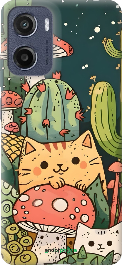 Силиконовый чехол Коты грибы для Motorola Moto E15 - 6321u-4147 изображение 