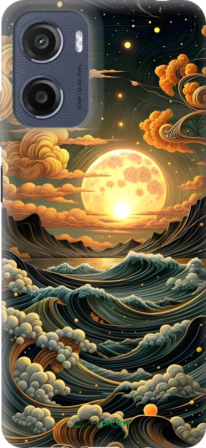 Силиконовый чехол Арт волны для Motorola Moto E15 - 6332u-4147 изображение 