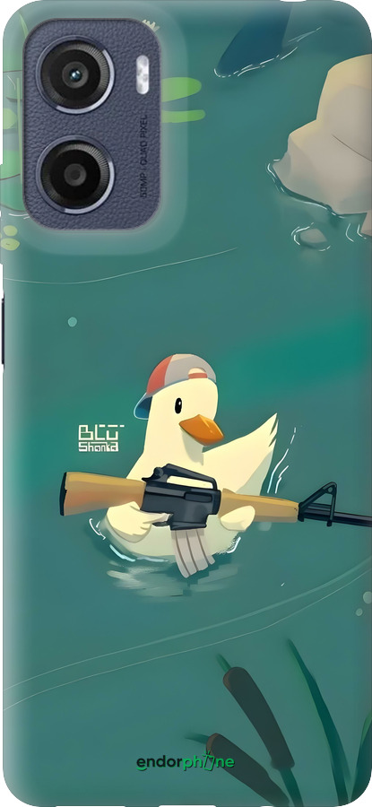 Силиконовый чехол Уточка с автоматом для Motorola Moto E15 - 6356u-4147 изображение 