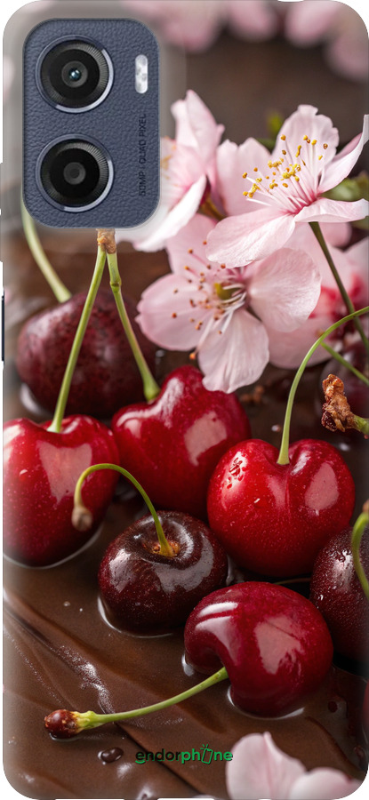 Силиконовый чехол Вишня в шоколаде для Motorola Moto E15 - 6698u-4147 изображение 