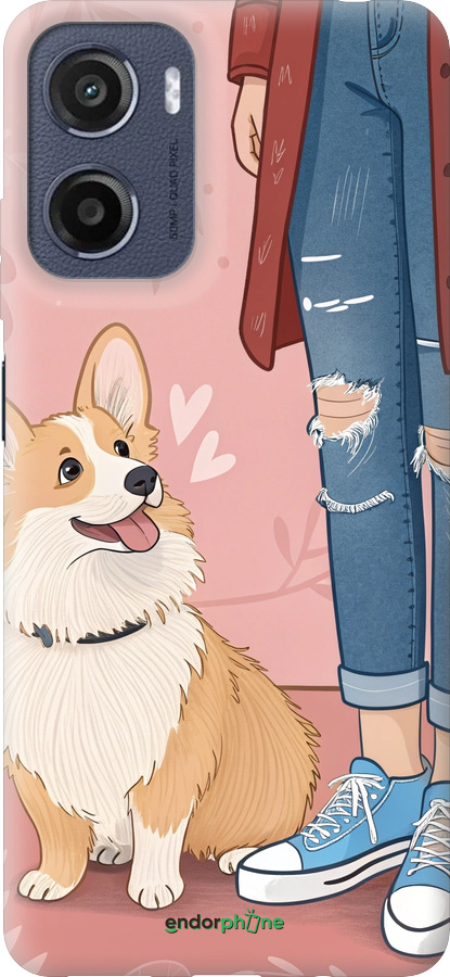 Силиконовый чехол Корги 3 для Motorola Moto E15 - 6707u-4147 изображение 