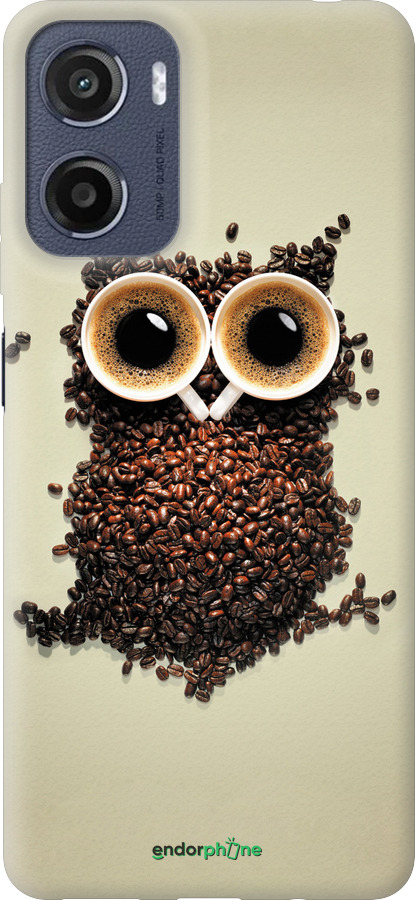 Силиконовый чехол Сова из кофе для Motorola Moto E15 - 777u-4147 изображение 