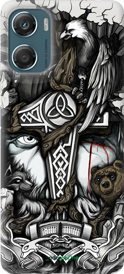 Силиконовый чехол Тату Викинг для Motorola Moto G06 - 4098u-4187 изображение 