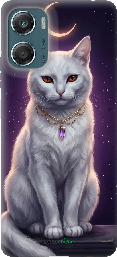 Силиконовый чехол Mystic White Cat Gothic Dark Purple Gold для Motorola Moto G06 - 6805u-4187 изображение 