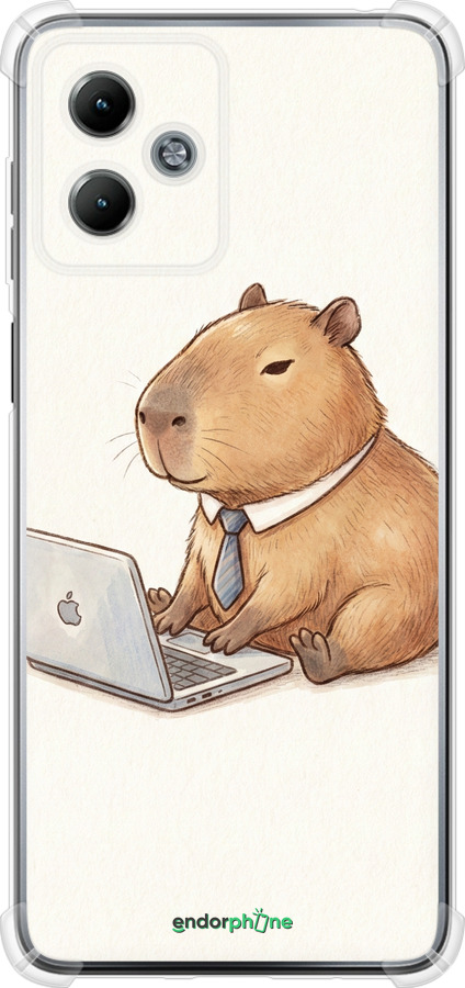 Силикон с усиленными углами чехол Funny Capybara CEO Working для Motorola Moto G14 - 6777sp-3197 изображение 