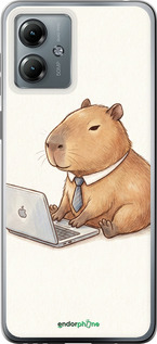 Силиконовый чехол 'Funny Capybara CEO Working' для Motorola Moto G14 изображение 1