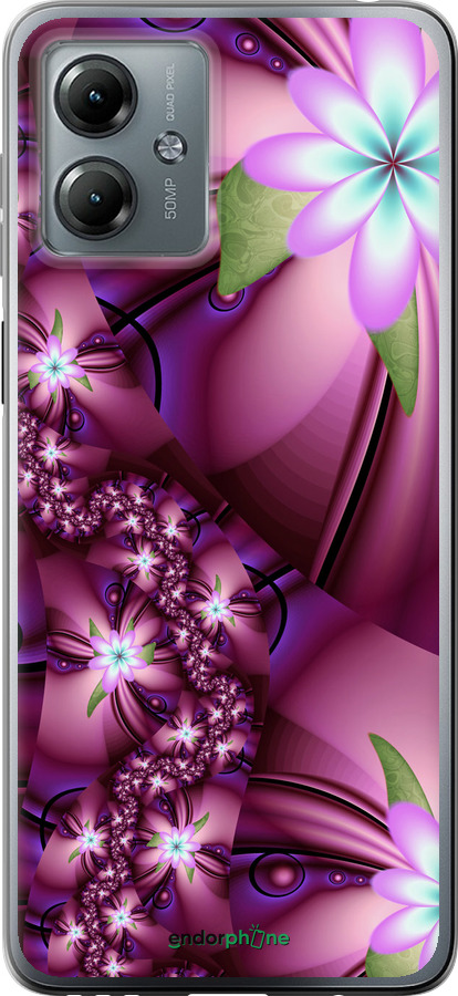 

Силіконовий чохол "Квіткова мозаїка" для Motorola Moto G14, Рожевий