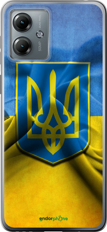 

Силіконовий чохол "Прапор та герб України" для Motorola Moto G14, Блакитний