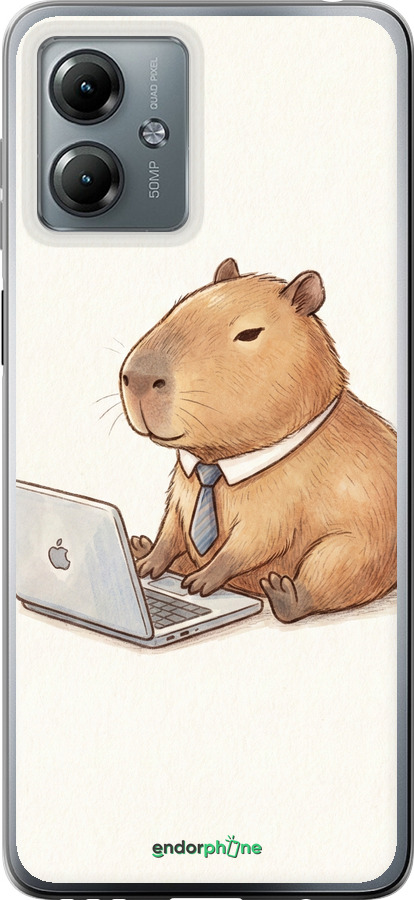 Силиконовый чехол Funny Capybara CEO Working для Motorola Moto G14 - 6777u-3197 изображение 