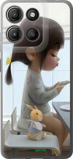 Силиконовый чехол Милая девочка с зайчиком для Motorola Moto G15 Power - 4039u-4044 изображение 