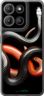Силиконовый чехол Красно-черная змея на черном фоне для Motorola Moto G15 Power - 4063u-4044 изображение 
