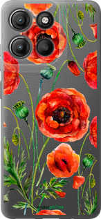 Силиконовый чехол Нарисованные маки для Motorola Moto G15 Power - 4278u-4044 изображение 