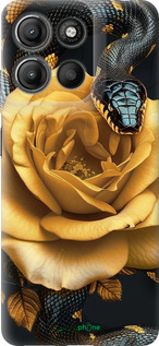 Силиконовый чехол Black snake and golden rose для Motorola Moto G15 Power - 6068u-4044 изображение 