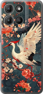 Силиконовый чехол Сакура и аист для Motorola Moto G15 Power - 6108u-4044 изображение 