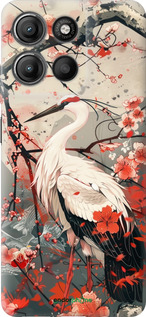 Силиконовый чехол Аист в цвету сакуры для Motorola Moto G15 Power - 6109u-4044 изображение 