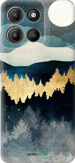 Силиконовый чехол Ночной пейзаж с лесом и горами для Motorola Moto G15 Power - 6493u-4044 изображение 