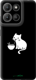 Силиконовый чехол С милым котом на черном фоне для Motorola Moto G15 Power - 6528u-4044 изображение 