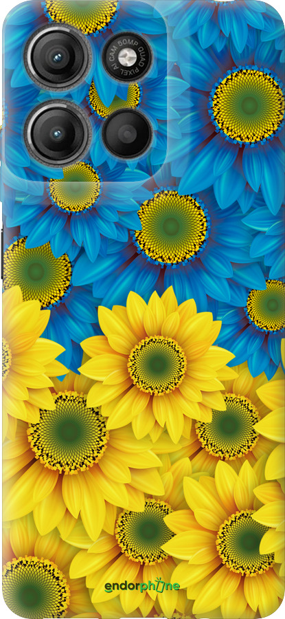 Силіконовий чехол Жовто-блакитні квіти  для Motorola Moto G15 Power - 1048u-4044 изображение 