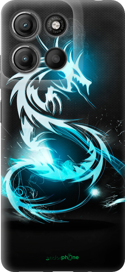 Силиконовый чехол Бело-голубой огненный дракон для Motorola Moto G15 Power - 113u-4044 изображение 