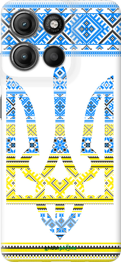 Силиконовый чехол Герб - вышиванка желто-голубая для Motorola Moto G15 Power - 1197u-4044 изображение 