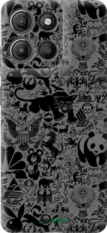 Силиконовый чехол Чёрно-серый стикер бомбинг для Motorola Moto G15 Power - 2432u-4044 изображение 