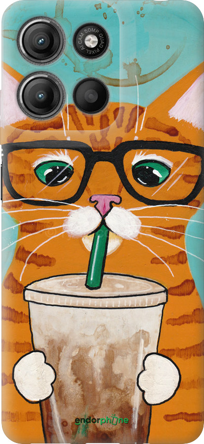 Силиконовый чехол Зеленоглазый кот в очках для Motorola Moto G15 Power - 4054u-4044 изображение 
