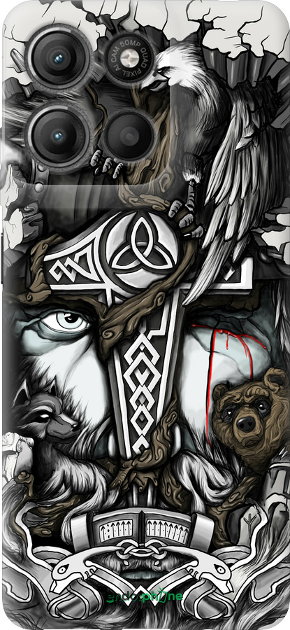 Силиконовый чехол Тату Викинг для Motorola Moto G15 Power - 4098u-4044 изображение 